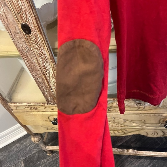 Lauren Ralph Lauren Size Large Red Long Sleeve with Brown Shoulder Zip Detail - Picture 4 of 6